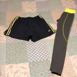 Adidas short / free neon leggings  unisex
